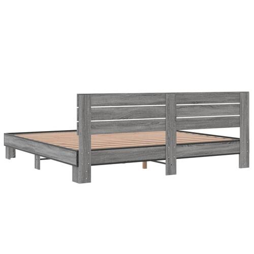 Sengestel 200x200 cm konstrueret træ og metal grå sonoma-eg