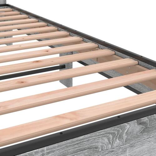 Sengestel 200x200 cm konstrueret træ og metal grå sonoma-eg