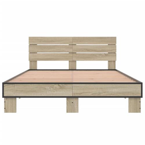 Sengestel 120x200 cm konstrueret træ og metal sonoma-eg
