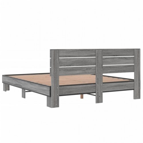Sengestel med hovedgærde 150 x 200 cm - grå sonoma-eg