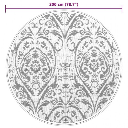 Udendørs gulvtæppe ARAKIL Ø200 cm PP orange og hvid