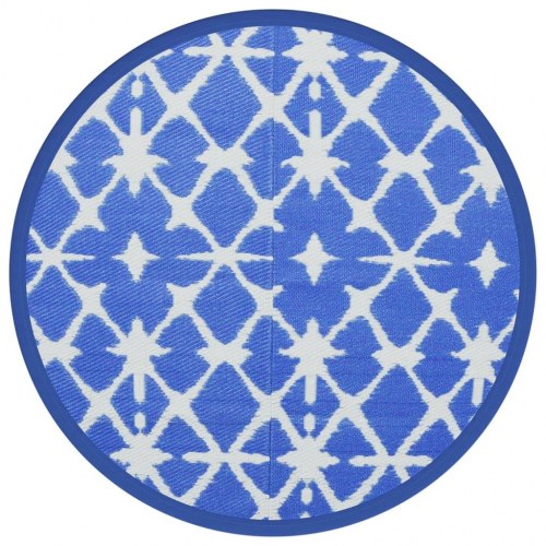 Udendørs gulvtæppe ARAKIL Ø120 PP blå og hvid