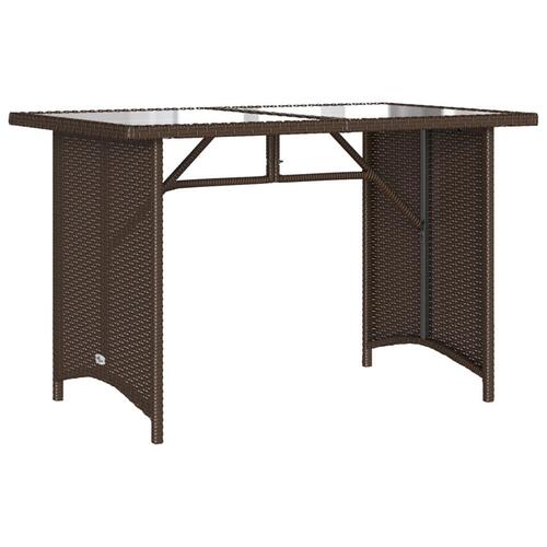 Havebord med glastop 110x68x70 cm polyrattan brun