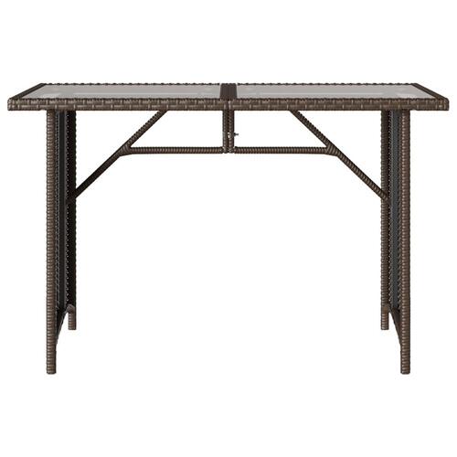 Havebord med glastop 110x68x70 cm polyrattan brun