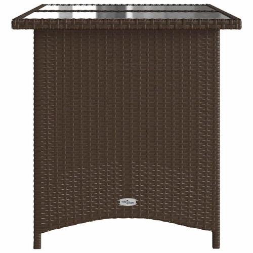 Havebord med glastop 110x68x70 cm polyrattan brun