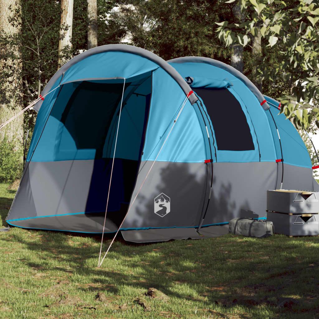 4-personers campingtelt vandafvisende blå