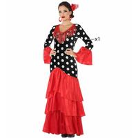 Kostume til voksne Sort Rød Flamenco danser Spanien M/L