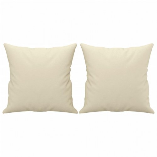 2-personers sofa med pyntepuder 140 cm kunstlæder cremefarvet