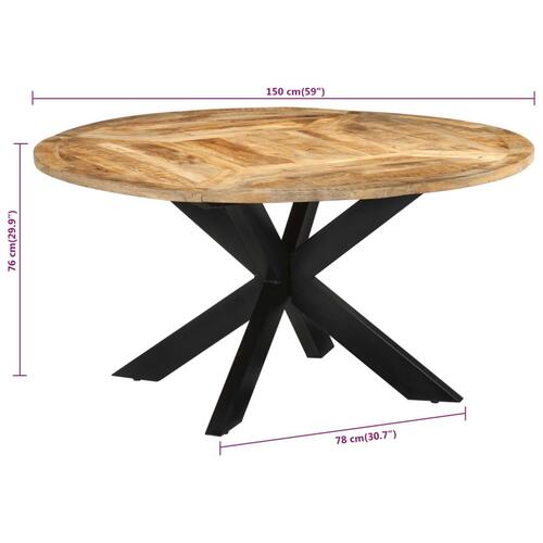 Spisebord Ø560x76 cm massivt ru mangotræ