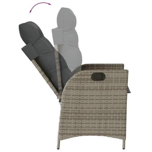 Havelænestole 2 stk. med hynder polyrattan grå