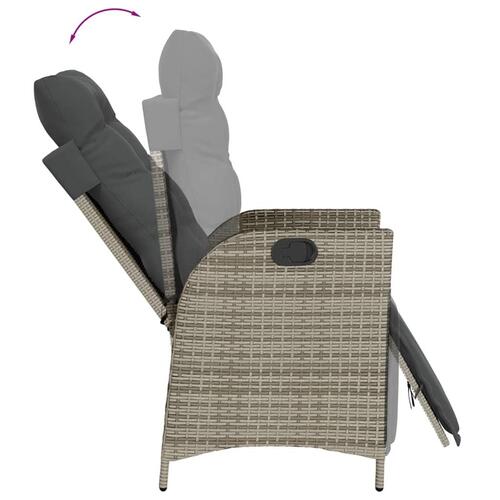 Spisebordssæt til haven 7 dele med hynder polyrattan grå