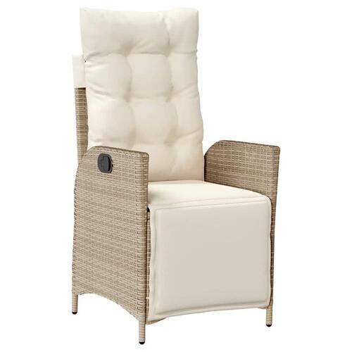 Havestol med lænefunktion og fodstøtte polyrattan beige