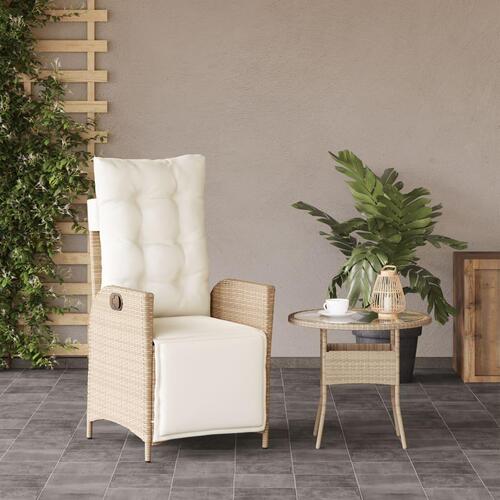 Havestol med lænefunktion og fodstøtte polyrattan beige