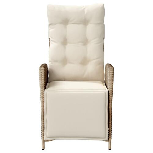 Havestol med lænefunktion og fodstøtte polyrattan beige