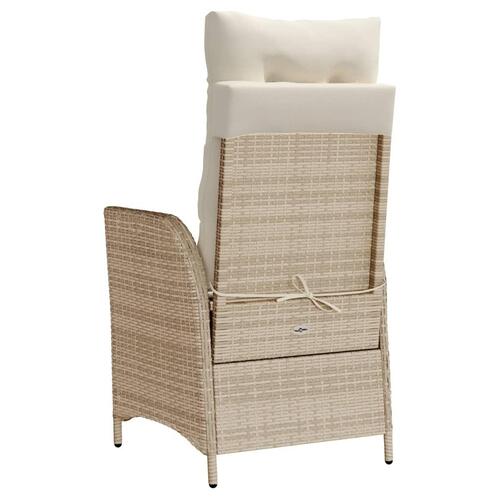 Havestol med lænefunktion og fodstøtte polyrattan beige