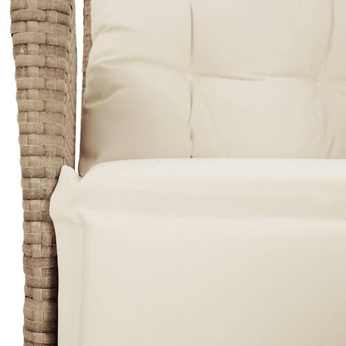 Havestol med lænefunktion og fodstøtte polyrattan beige