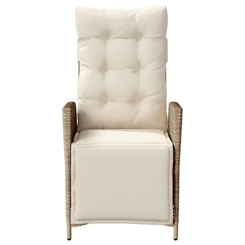 Havestole 2 stk. med lænefunktion og fodstøtte polyrattan beige