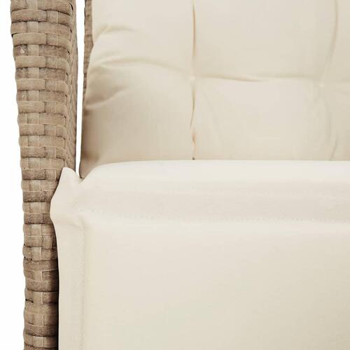 Havestole 2 stk. med lænefunktion og fodstøtte polyrattan beige