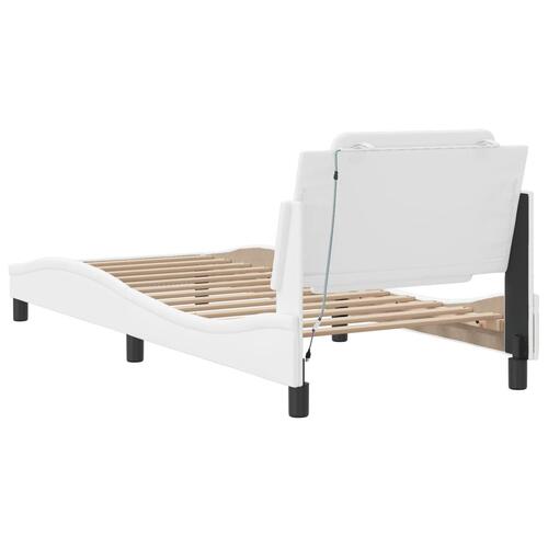 Sengeramme med LED-lys 100x200 cm kunstlæder hvid