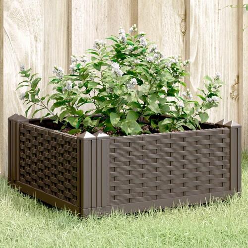 Plantekasse med spyd 42,5x42,5x28,5 cm PP brun