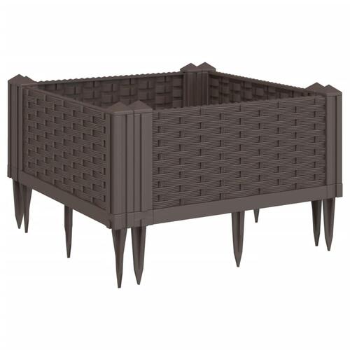 Plantekasse med spyd 42,5x42,5x28,5 cm PP brun