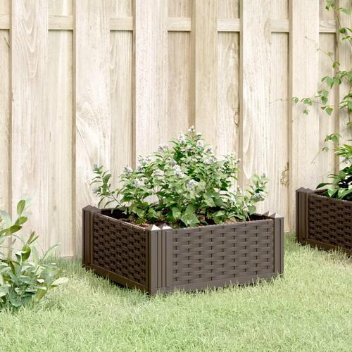 Plantekasse med spyd 42,5x42,5x28,5 cm PP brun