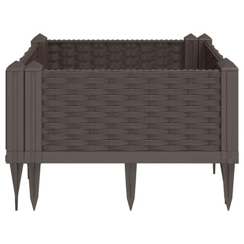 Plantekasse med spyd 42,5x42,5x28,5 cm PP brun