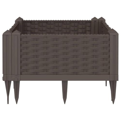 Plantekasse med spyd 42,5x42,5x28,5 cm PP brun