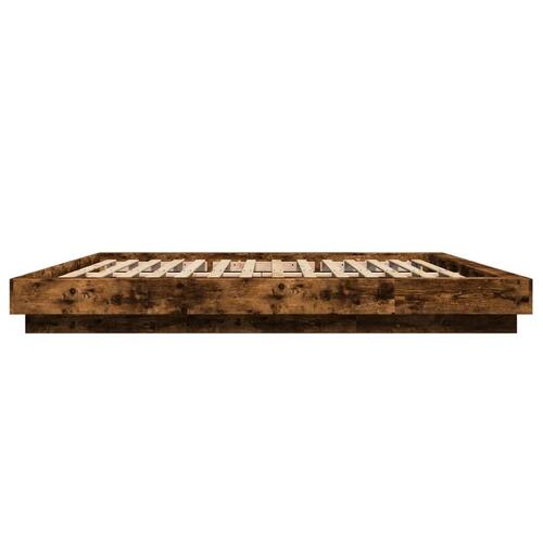 Sengestel 200x200 cm konstrueret træ røget eg