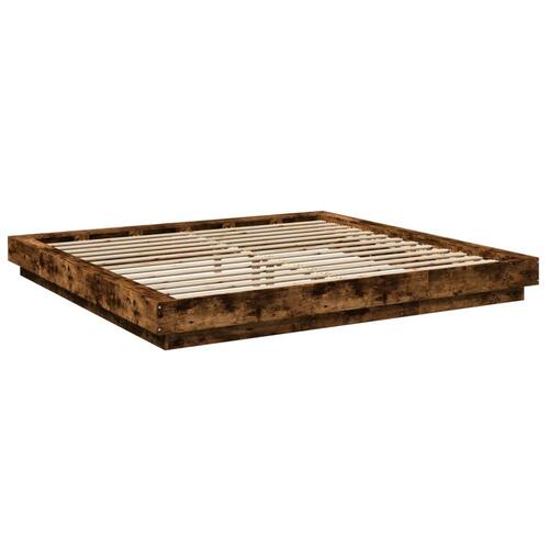 Sengestel 200x200 cm konstrueret træ røget eg