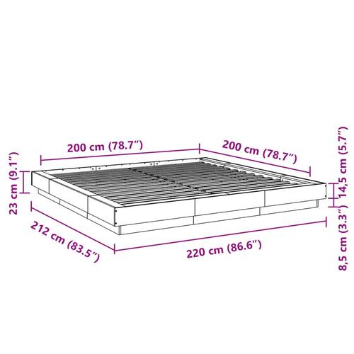 Sengestel 200x200 cm konstrueret træ røget eg