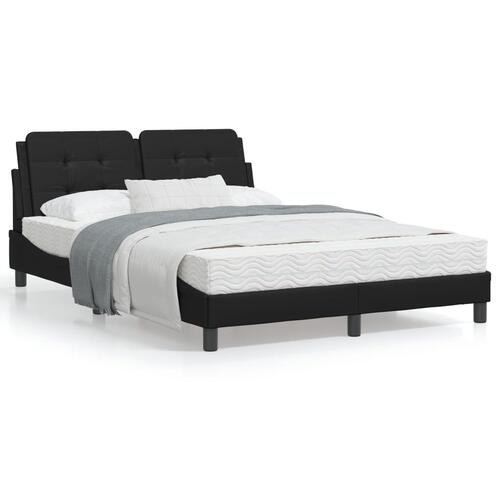 Sengeramme med LED-lys 140x190 cm kunstlæder sort