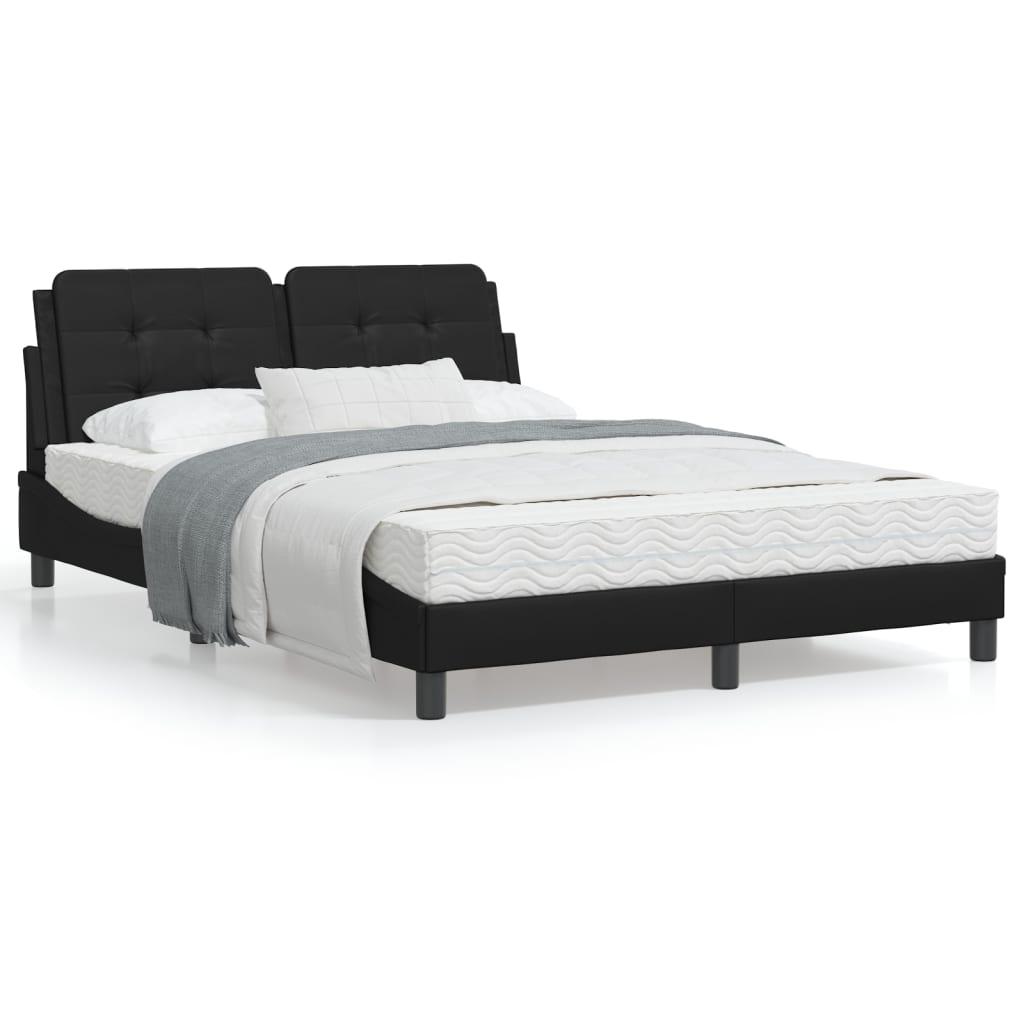 Sengeramme med LED-lys 140x190 cm kunstlæder sort