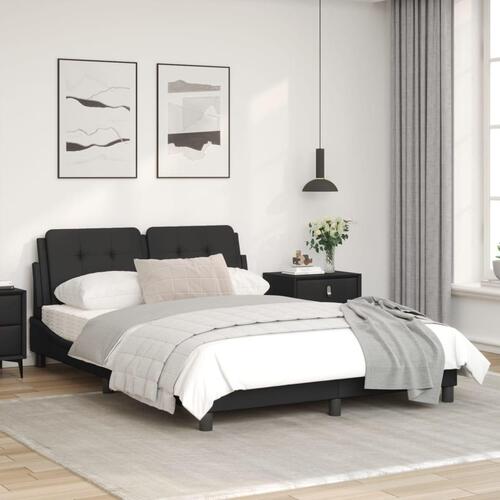 Sengeramme med LED-lys 140x190 cm kunstlæder sort