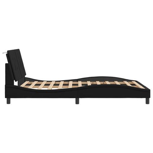 Sengeramme med LED-lys 140x190 cm kunstlæder sort
