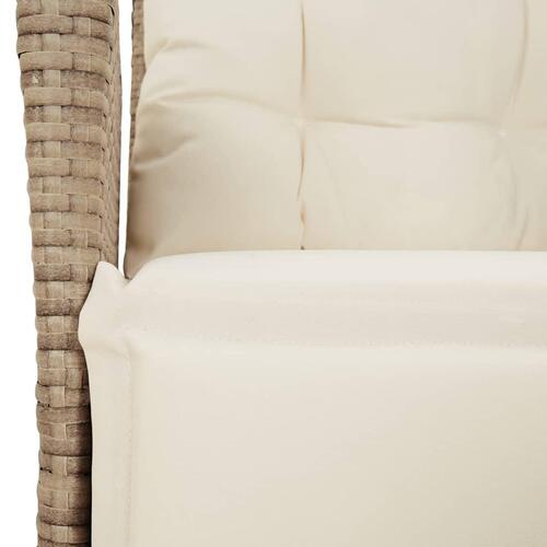 Spisebordssæt til haven 5 dele med hynder polyrattan beige