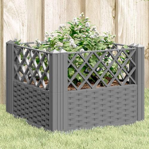 Plantekasse med spyd 43,5x43,5x43,5 cm PP lysegrå