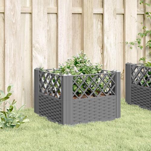 Plantekasse med spyd 43,5x43,5x43,5 cm PP lysegrå