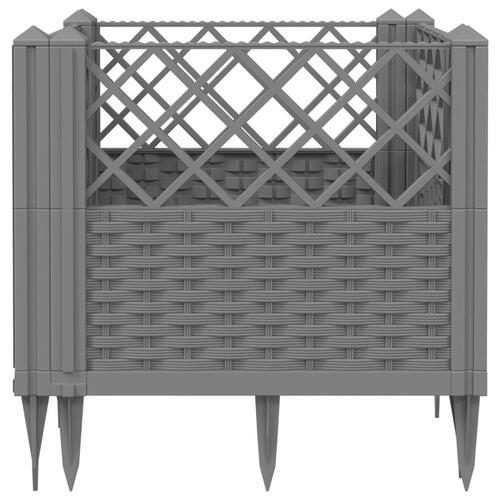 Plantekasse med spyd 43,5x43,5x43,5 cm PP lysegrå