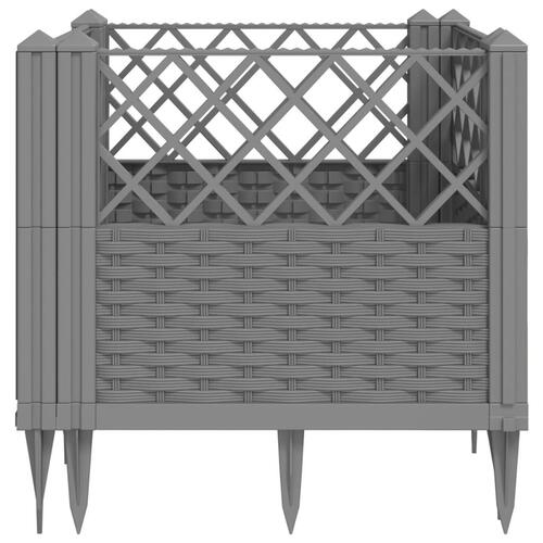 Plantekasse med spyd 43,5x43,5x43,5 cm PP lysegrå
