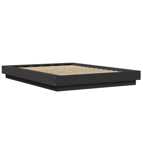 Sengestel 140x200 cm massivt træ sort