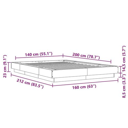 Sengestel 140x200 cm massivt træ sort