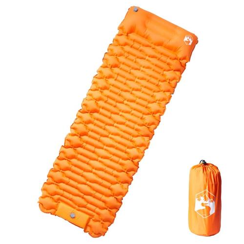 1-personers campingmadras med pude selvoppustelig orange