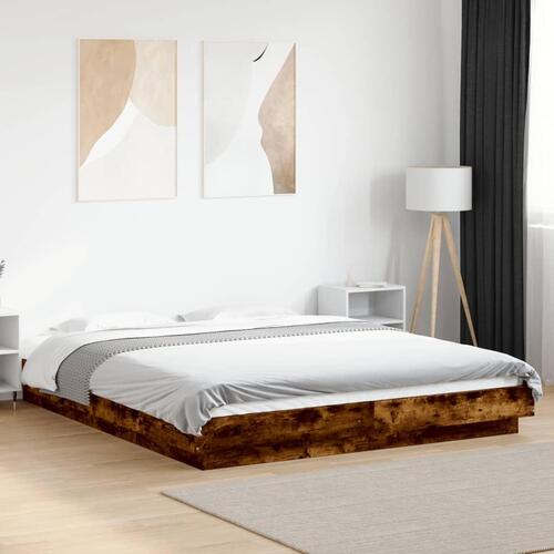 Sengestel 150x200 cm konstrueret træ røget eg
