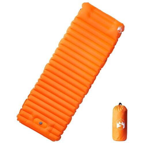 1-personers campingmadras med pude selvoppustelig orange