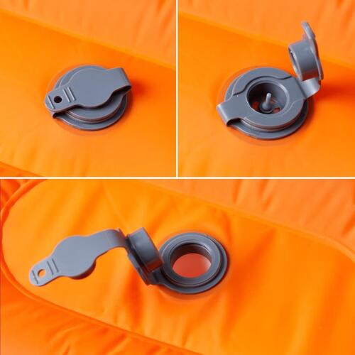 1-personers campingmadras med pude selvoppustelig orange