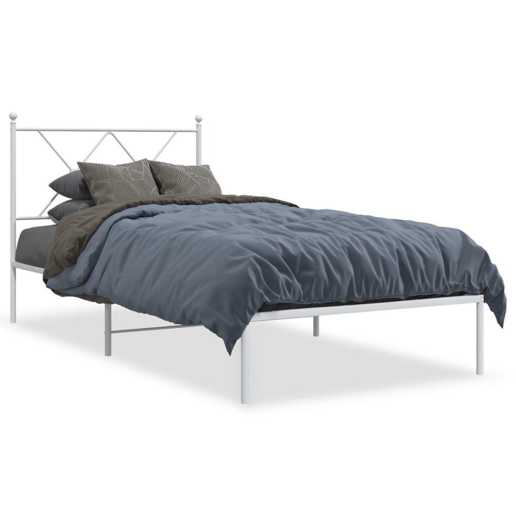 Sengeramme med sengegavl 90x190 cm metal hvid