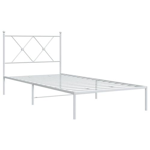 Sengeramme med sengegavl 90x190 cm metal hvid