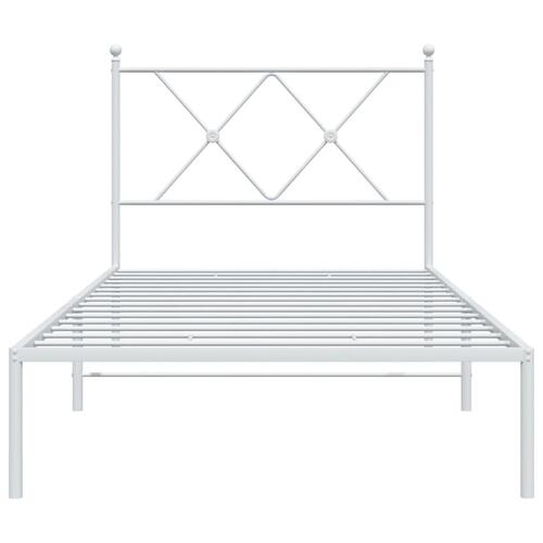 Sengeramme med sengegavl 90x190 cm metal hvid