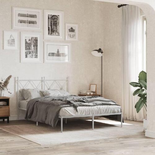 Sengeramme med sengegavl 120x190 cm metal hvid